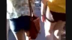 High School Senior In Booty Shorts With Sweet Bum In Public