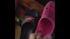 Cuming Into Shoolgirl Crocs And Reebok Kobo Slipper In School