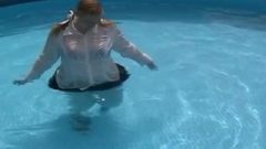 School-Girl Swimming In Pool