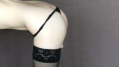 Teenage School Student Orgasm Wearing Black Lace Stockings And High Heels