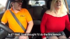 Fake Driving School Busty Mature MILF Blows And Fuck’s Lucky Instructor