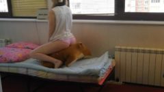 Filthy School-Girl Very Desires Her Dog. Perfect Orgasm. 4k UHD