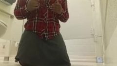 School-Girl Playing In Bathroom & Attempts Anal Play