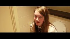 British School Girl Pissing On The Toilet