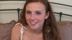 18 YO Ginger High School Senior Lauren Of Exploited Teens Gets A Cream Pie
