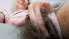 Innocent Fair-haired Nubile Hairy Teasing And Quick Masturbation Before University Starts
