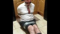 Duct Taped Guy In College Uniform
